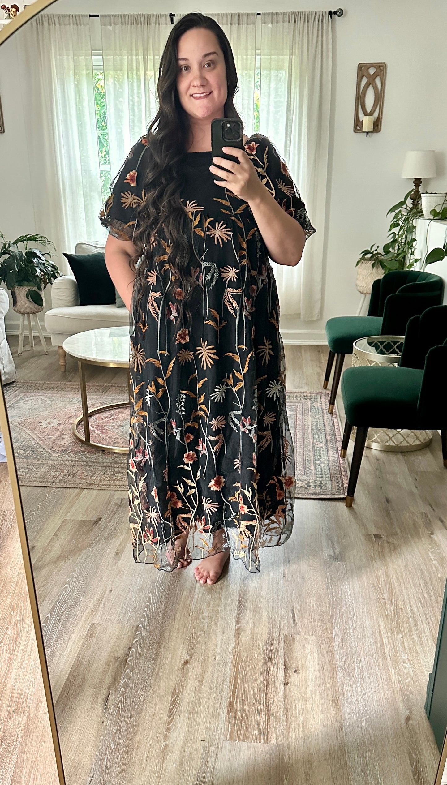 Embroidered Floral Midi