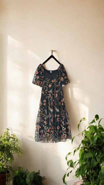 Embroidered Floral Midi