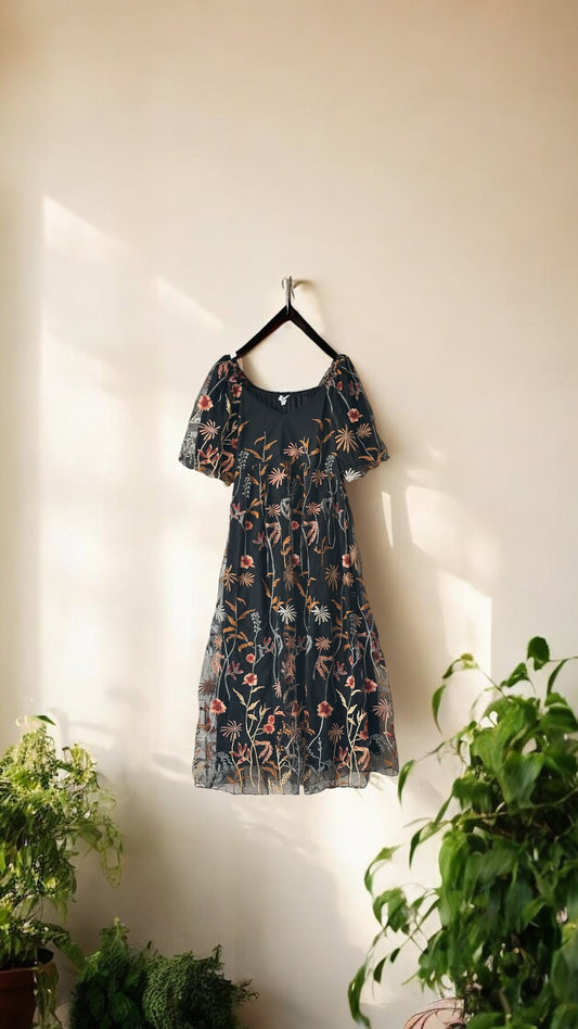 Embroidered Floral Midi
