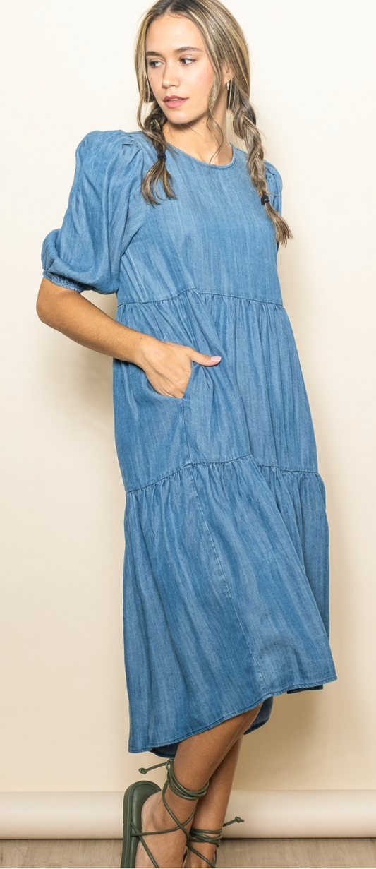 Summer's Blue Tiered Denim Dress