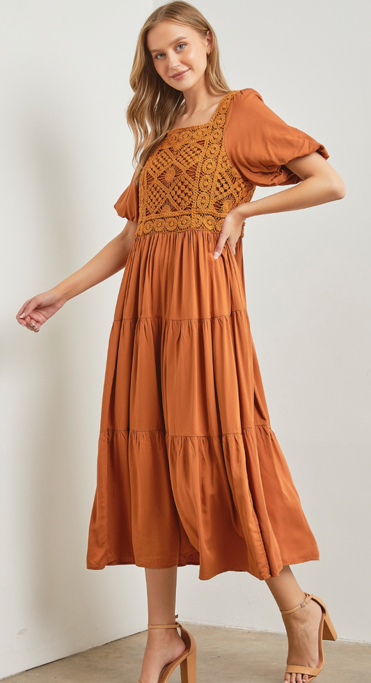 Autumn Bloom Crochet Dress