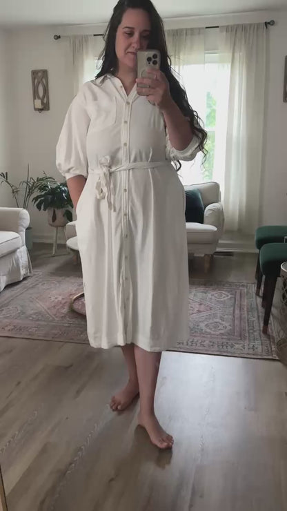 Cotton and Linen Button Down Dress